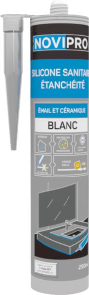 Silicone sanitaire émail et céramique blanc NOVIPRO