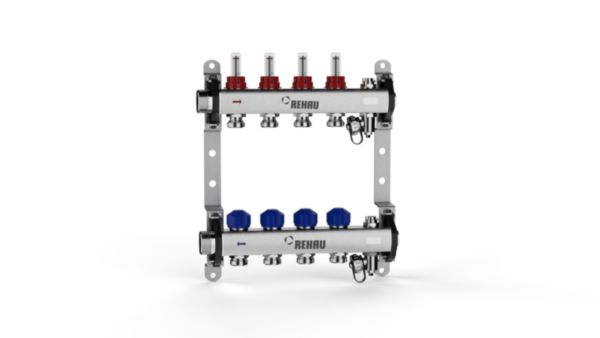 Collecteur inox 5 circuits avec débitmètre à lecture directe - pour plancher chauffant/rafraîchissant réf : 13801501200