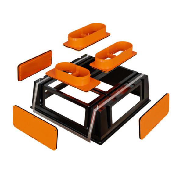 Plénum modulable de 600x600 mm avec 2 piquages en 250 mm réf: PM600X600 XL