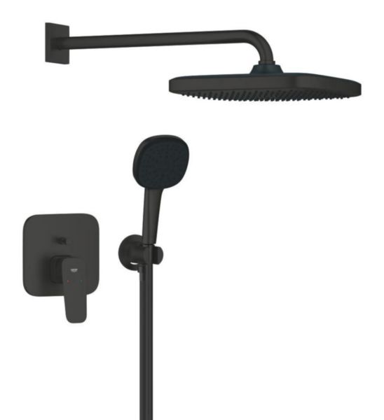 Pack façade douche à encastrer Cubeo et ensemble douche Tempesta 250 Matt Black réf. 1053362430