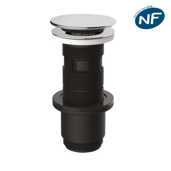 Bonde universelle lavabo-vasque digiclic ou fixe en ABS recyclé, Taux de matière recyclée 69 %, Clapet inox diam. 65 mm  réf : 12190017112