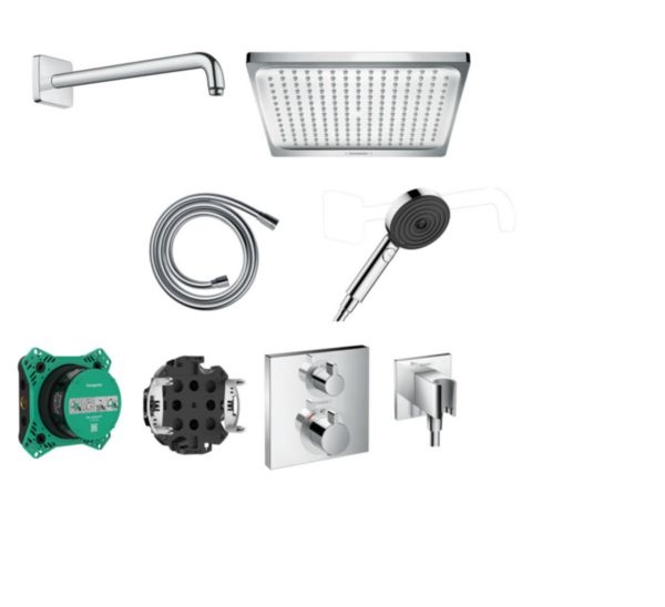 Pack de douche à encastrer CROMETTA E 240 mitigeur thermostatique ECOSTAT SQUARE S Chrome réf. 28830000