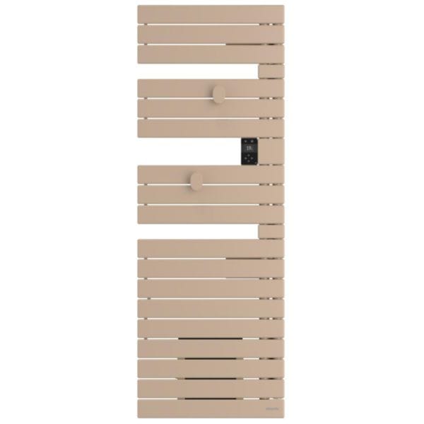 Sèche-serviettes connecté Wifi - Néfertiti asymétrique mât à droite 750W électrique avec soufflerie 1000W beige Réf. 850079
