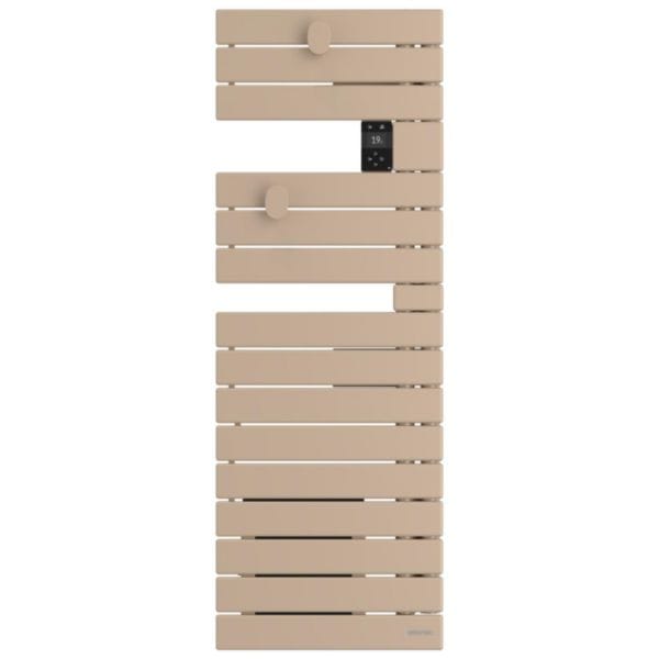 Sèche-serviettes connecté Wifi - Néfertiti asymétrique étroit mât à droite sans ventilo 600W beige Réf. 850627