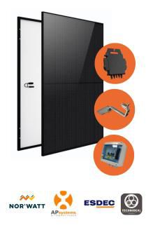 Kit 3000 Wc NORWATT 500 FB TC Cadre Noir MO APsystems ESDEC Tuile Portrait 1Lx6C