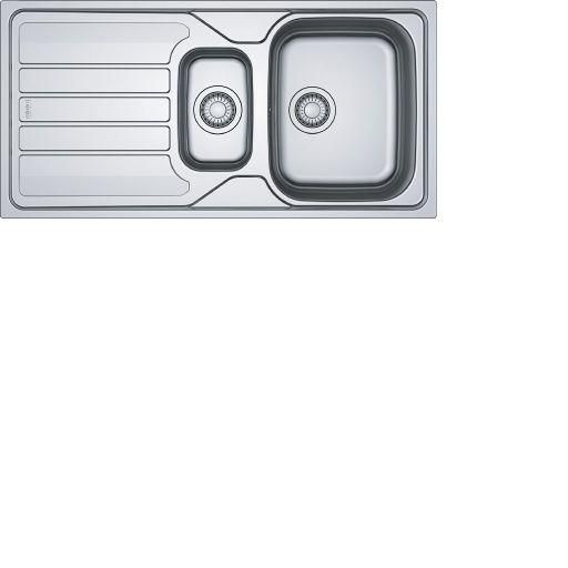 Evier à encastrer nu FLASH FLN 651-1000 sans vidage L.50 x P.100 x H.16 cm, 1 cuve 1/2 inox lisse avec égouttoir réversible Réf. 101.0707.807