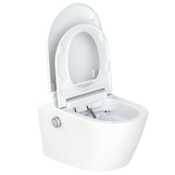 Pack WC suspendu lavant dit japonais séchant abattant frein de chute télécommande incluse Réf. SANIWASH-001