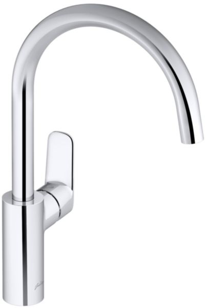 Mitigeur évier, bec col de cygne orientable July+, C3 - économie eau et énergie - butée sensitive à mi débit et démarrage eau froide Débit limité à 10 l/mn Noir mat réf. E35686-4-BL