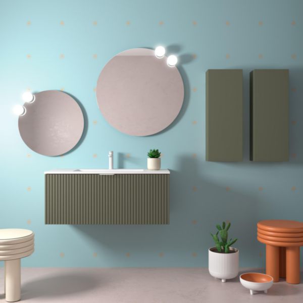 Meuble de salle de bain BIBA L.100 x P.45 x H.40,5 cm 1 tiroir finition green forest Réf. 102983