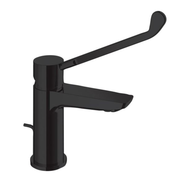 Mitigeur lavabo CLINIC poignée longue 17 cm avec vidage à tirette laiton Blackmat Réf. PC22113
