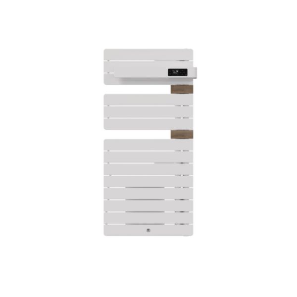 Sèche-serviettes électrique Allure 4 Classique Matd 500W électrique avec soufflerie 1000W blanc mat/Chêne Fluide caloporteur Technologie 3CS 1 barre de portage réf : 483311