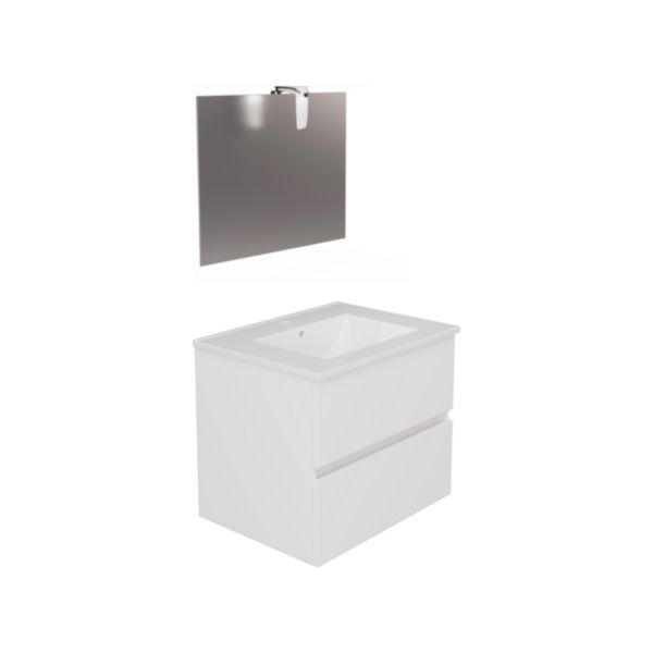Meuble PRIMEO PACK ALTERNA 60 cm ( Meuble + plan vasque + miroir + spot)