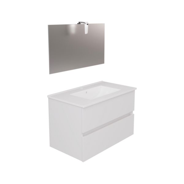 Meuble PRIMEO PACK ALTERNA 80 cm ( Meuble + plan vasque + miroir + spot)
