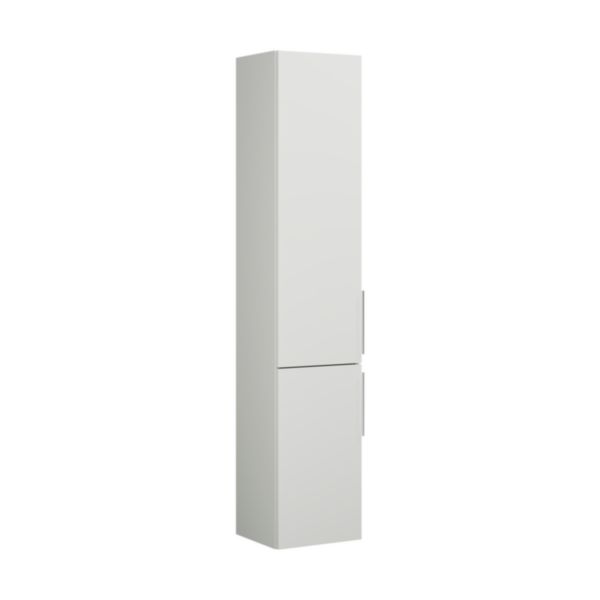 Colonne EQIO SMART H.176 x L.35 x P.32 cm, 2 portes 4 tablettes en verre 1 étagère fixe et charnière gauche, finition Blanc mat et poignée grande largeur Noir mat Réf. HSFB035GF6295G0252