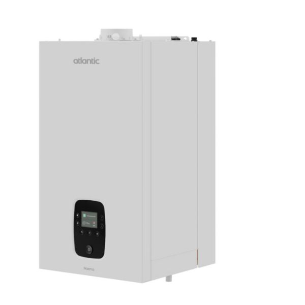 Ensemble pompe à chaleur air/eau hybride murale monobloc avec appoint gaz condensation 30 kW et ECS micro accumulée Hybea 8 kW R32  Réf. 527434