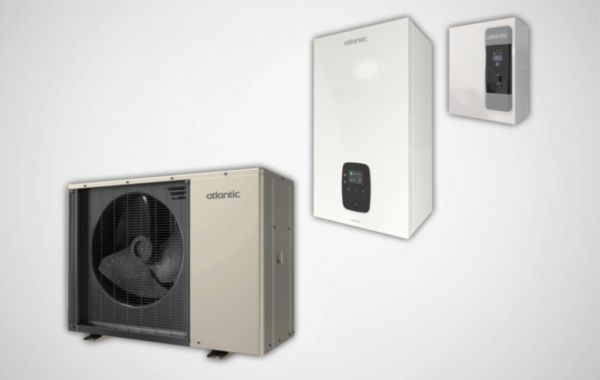 Ensemble pompe à chaleur hybride murale monobloc avec appoint gaz condensation 25 kW et ECS accumulée 45L Hybea 8 kW R32 Réf. 527436