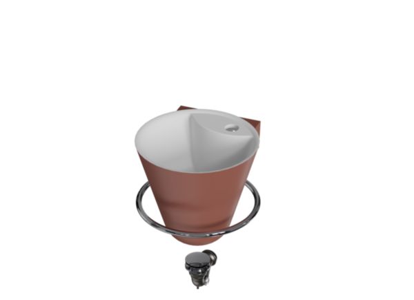 Pack 4 pièces lave-mains CONE Solid Surface terracotta mat avec porte-serviettes + bonde champignon + siphon gain de place chromé Réf. 114703200053