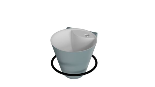 Pack 2 pièces lave-mains CONE Solid Surface baltique mat avec porte-serviettes noir mat Réf. 114704400030