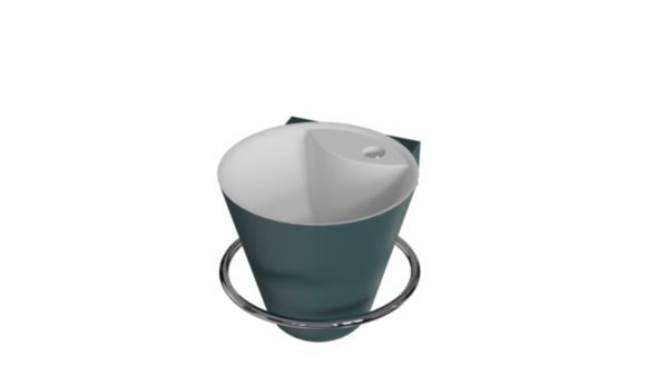 Pack 2 pièces lave-mains CONE Solid Surface toundra mat avec porte-serviettes chromé Réf. 114704200044