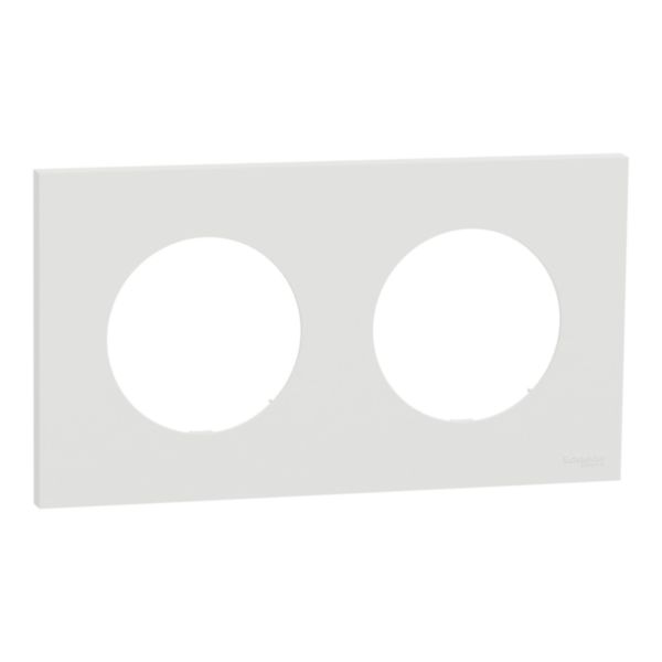 Plaque de finition Odace blanc craie RAL 9003 mat - 2 postes horizontal 71mm 2 postes vertical 71mm - H87,5mm x L158,5mm x P11,7mm - IK04 IP21D - régulation automatique brevetée Réf. S920704