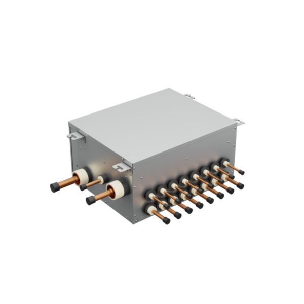 Boitier FS système DRV 3 tubes R410A à 8 sorties  permet la sélection du mode de fonctionnement individuellement par sortie  vannes d'isolement intégrées pour les cas de fuite de réfrigérant Réf. RBM-YP1801FUW8PE