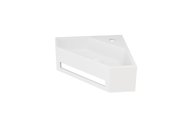Lave mains d'angle porte serviette Alterna MEZZO blanc mat résine