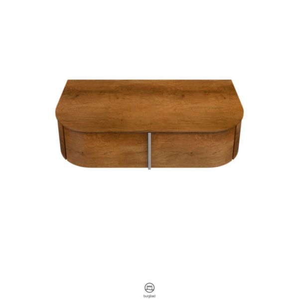 Commode LAVO 2.0, 1 tiroir 1 plateau L.101 x P.49,5 H.25 cm finition Chêne décor rouille et poignée Noir Réf. KOBW101F5056C0001G0227