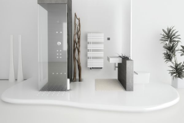 Sèche serviette Alterna CONCERTO asy 2 elec booster g 500w 1176/550 blanc mat