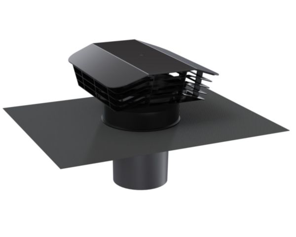 Chapeau de toiture CP PERFORMANCE - Diamètre 160mm - Gris Ardoise - Rejet d'air / Sortie de Toiture pour VMC pavillonnaire avec bavette synthétique 600 x 400 Réf. 428618