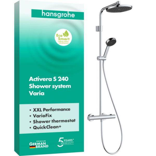 Colonne de douche ACTIVERA S VARIA 240 1jet EcoSmart avec mitigeur thermostatique ECOSTAT FINE chromé Réf. 28078000