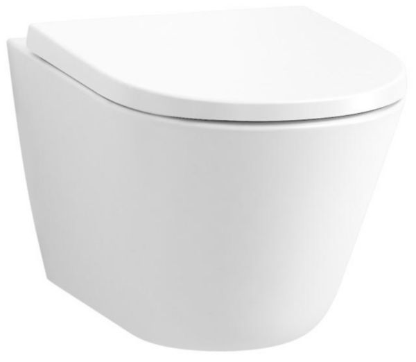 Pack WC suspendu Révolution 360, chasse Vortex silencieuse, sans bride, caréné, abattant recouvrant frein de chute et déclipsable, fonctionnement double chasse 2,6/4 ou 3/6 L. blanc Réf. EDAS122-00