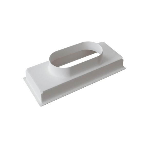 Plénum en ABS recyclé pour grille de soufflage de 400 x 150 mm - 1 piquage arrière de diamètre 200 mm. Fabrication 100% française Réf. PLC400X150
