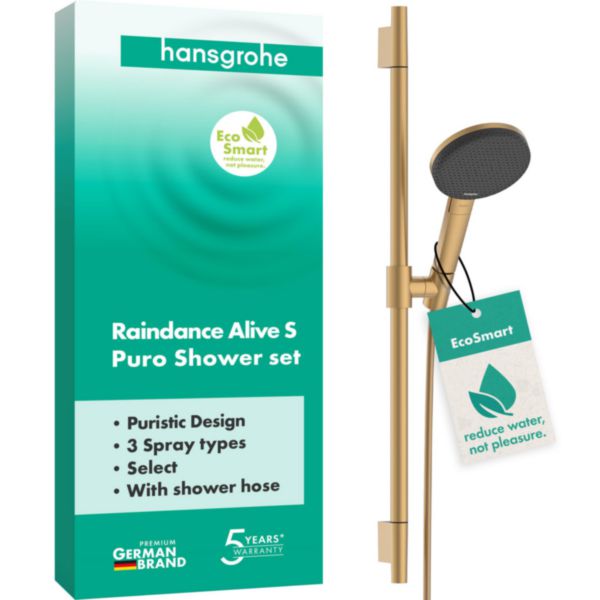 Ensemble de douche RAINDANCE ALIVE SELECT S 125 3 jets EcoSmart avec barre de douche Unica S Puro bronze brossé Réf. 24602140