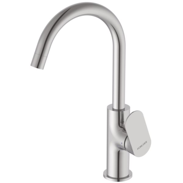 Mitigeur lavabo OPHIRA Col de cygne Bluestart ouverture eau froide bonde clic-clac hauteur sous bec 215 mm chromé Réf. D2671AA