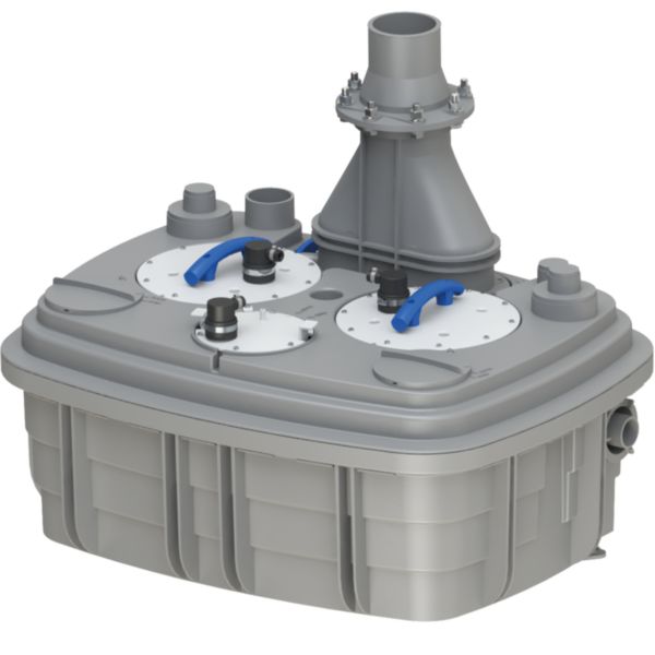 Station de relevage à poser - Sanicubic 2 VX S L, monophasé, 5 entrées, dont 2 basses, eaux grises/vannes - Réf. CUBIC2XLVXL