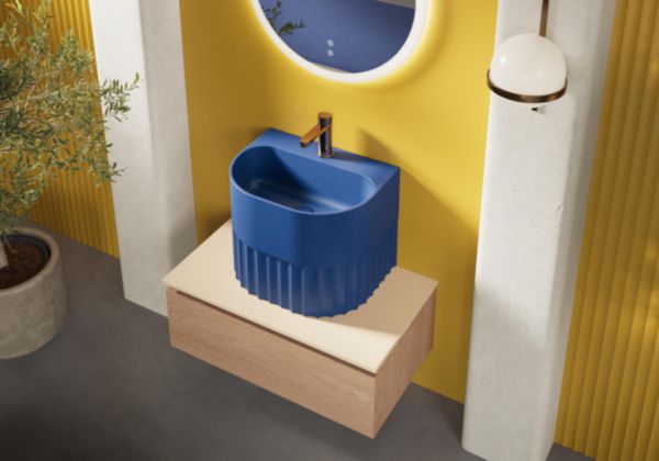 Vasque lave-mains DELIA ZERO L.37,8 x P.40 x H.50,8 cm finition crème Réf. 53030089
