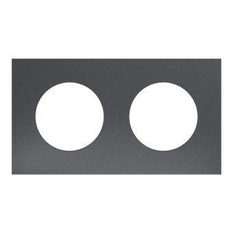 Plaque de finition Odace Métal effet Perle Noire support noir - 2 postes, 71 mm - H87,5mm x L158,5mm x P11,7mm - IK04 IP21D Réf. S912704