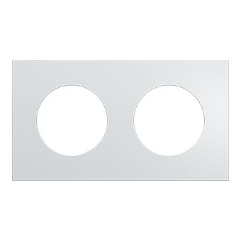 Plaque de finition Odace Métal effet Aluminium support noir - 2 postes, 71 mm - H87,5mm x L158,5mm x P11,7mm - IK04 IP21D Réf. S913704