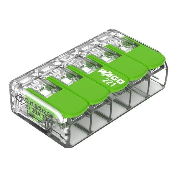 BORNE WAGO 221 GREEN RANGE 5X6MM2 221-625