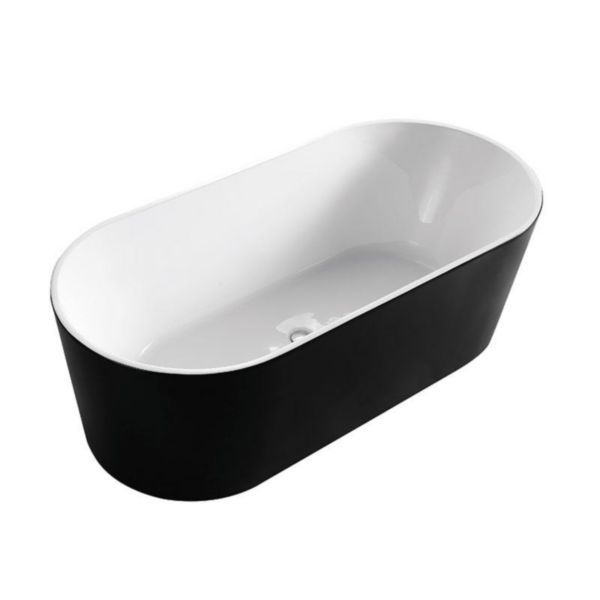 Baignoire ilot KALI 140 cm avec trop plein finition noir brillant Réf. NA-4101-140N