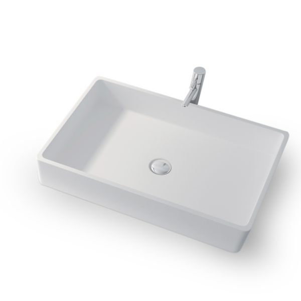 Vasque rectangulaire ALYA 80 x 40 cm finition blanc mat sans trop plein Réf. NS-0109