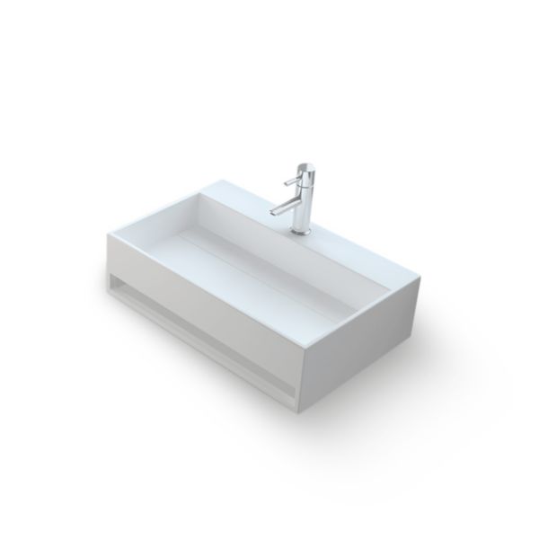 Vasque rectangulaire NAPOLI 60 x 40 cm finition mat avec perçement pour mitigeur Réf. NS-6201