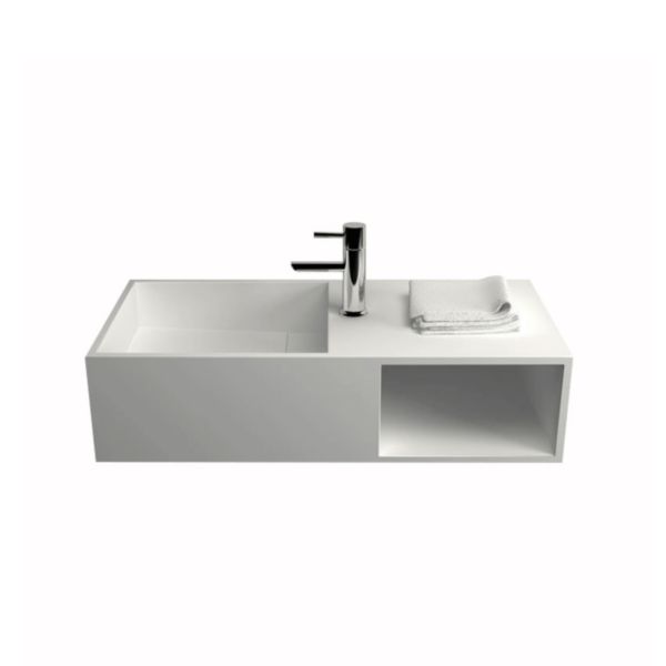 Vasque rectangulaire LOUISA 80 x 40 cm finition mat sans trop plein avec mitigeur à droite Réf. NS-4001