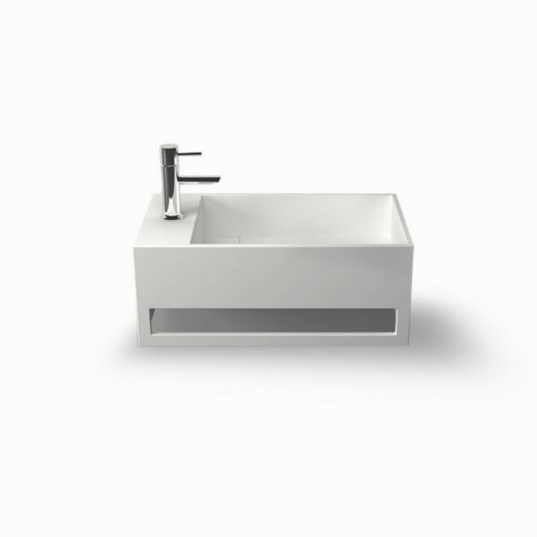 Lave-mains ARTANA G 50 cm finition mat sans trop plein avec mitigeur à gauche Réf. NS-7001-G