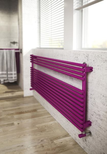 Sèche-serviette eau chaude Rigo EC 595W , Gris Perle, 985x520x50 (DT30=347W). Raccord latéral standard 1/2" Réf. RIM052BL6IR01NNN01"