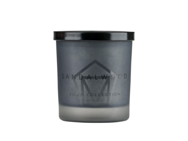 Bougie parfumée Bois de santal D 9 x  H 11 cm Gris en verre Réf. 14051