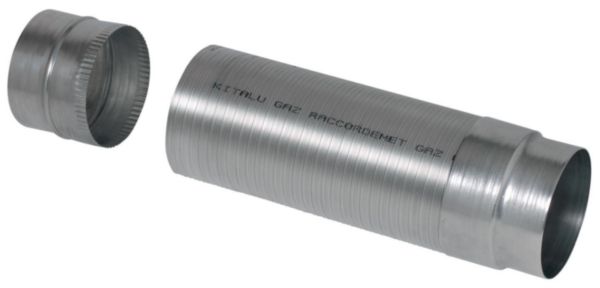 Kit alflex compact gaz diamètre 125 mm - Flexible + manchon en tôle Alu épaisseur 15/100e mm agrafée en spirale classé A1 (M0) - Raccordement chaudière-bouche en VMC Gaz - Interdit en VMC Gaz à condensation 11091347
