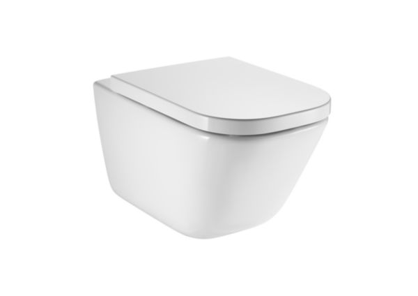 Image principale de Pack WC THE GAP composé de cuvette de WC suspendue sans bride et abattant thermodur double laqué frein de chute Silencio Réf. A34H47L000