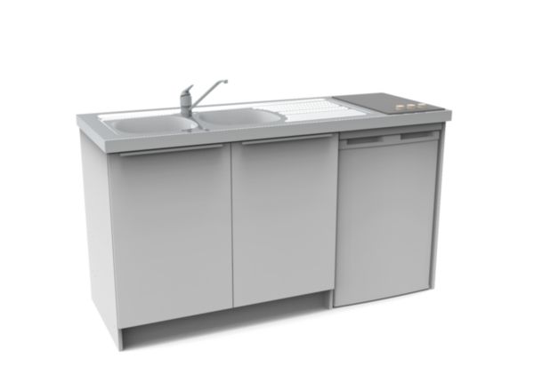 Meuble bas CLASSIK 160 cm 2 portes avec niche pour réfrigérateur 55 cm