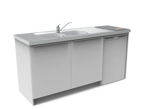 Meuble bas CLASSIK 180 cm 2 portes avec niche pour réfrigérateur 55 cm
